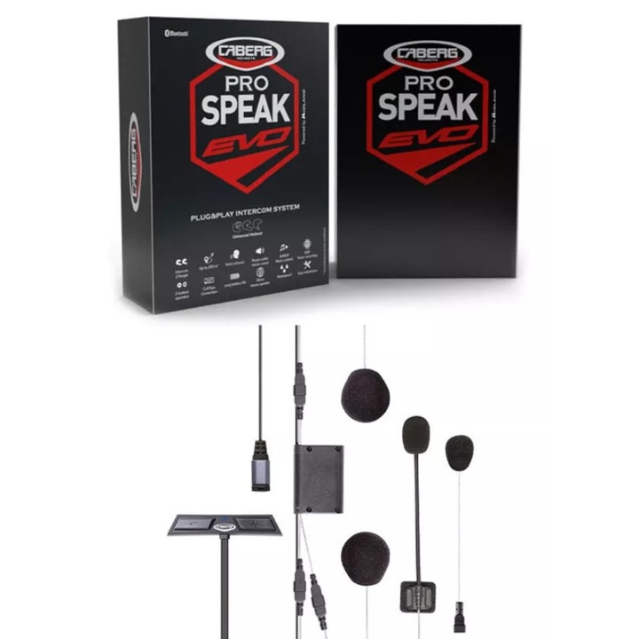 Intercom Caberg Pro Speak Evo pentru casti, 200m, accesorii moto