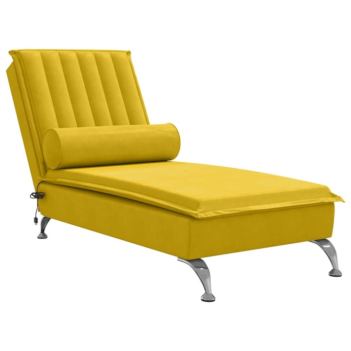 Масажна кушетка с болстер vidaXL, жълта, кадифе