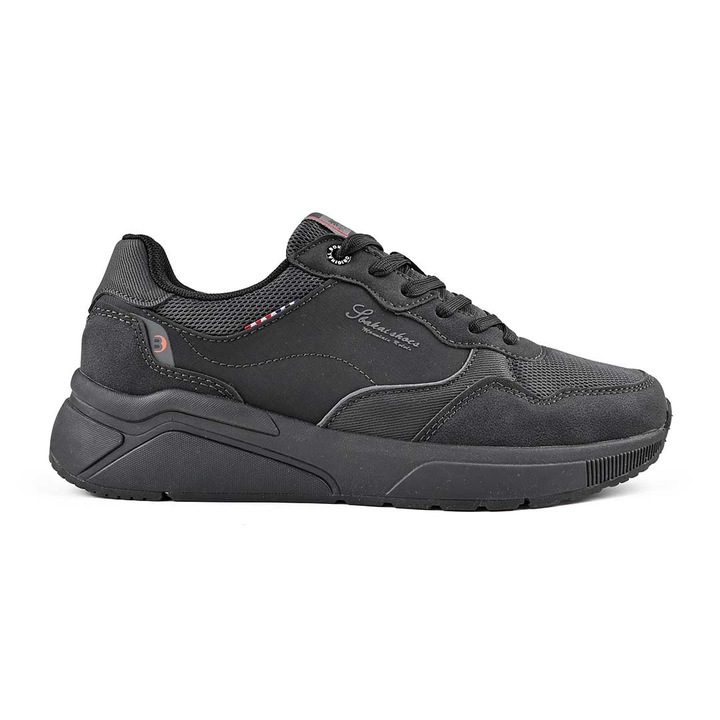 Pantofi sport de barbati, cu inseretii din plasa, B4063, Negru