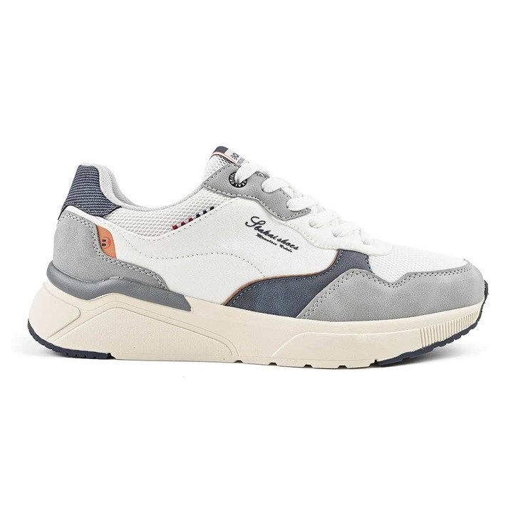 Pantofi sport de barbati, cu inseretii din plasa, B4063, Alb