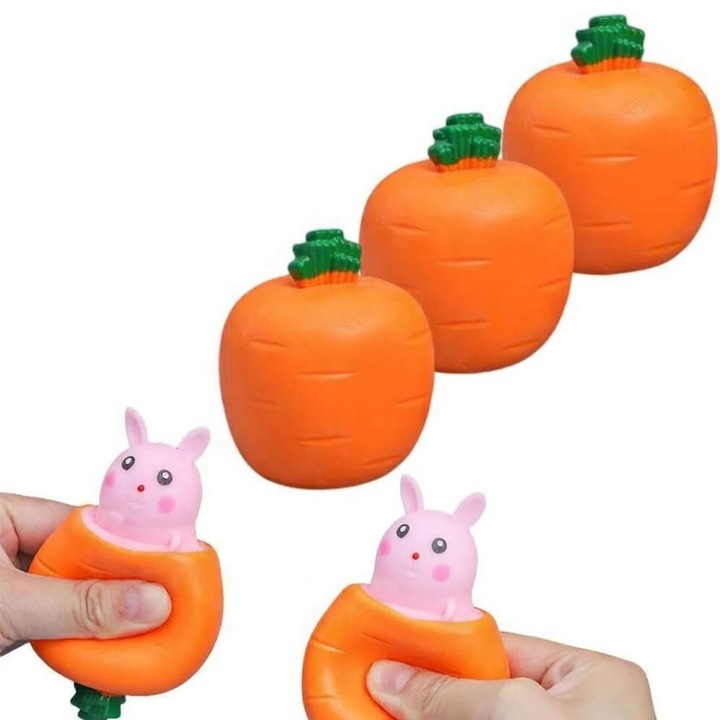 3 darabos Fidget játék szett, nyomkodható sárgarépa nyúl LISM, Pop-Up szenzoros és dinamikus stresszoldó rózsaszín (húsvéti ajándék gyerekeknek/felnőtteknek), valósághű nyuszi mozgás