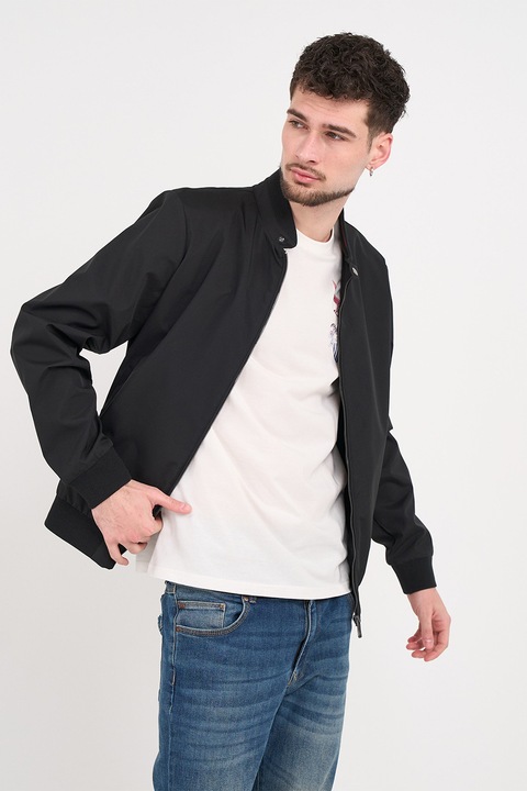 TIMEOUT, Jacheta cu guler scurt si fermoar, Negru