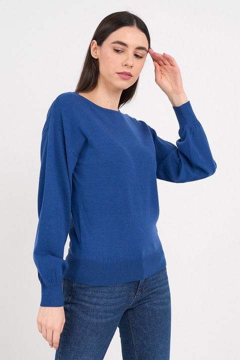 TIMEOUT, Pulover cu decolteu barcuta, Albastru petrol