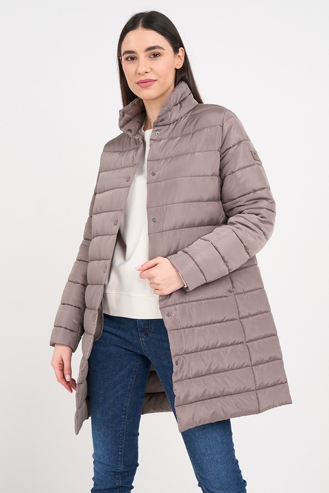 TIMEOUT, Geaca matlasata cu guler inalt, Maro taupe deschis