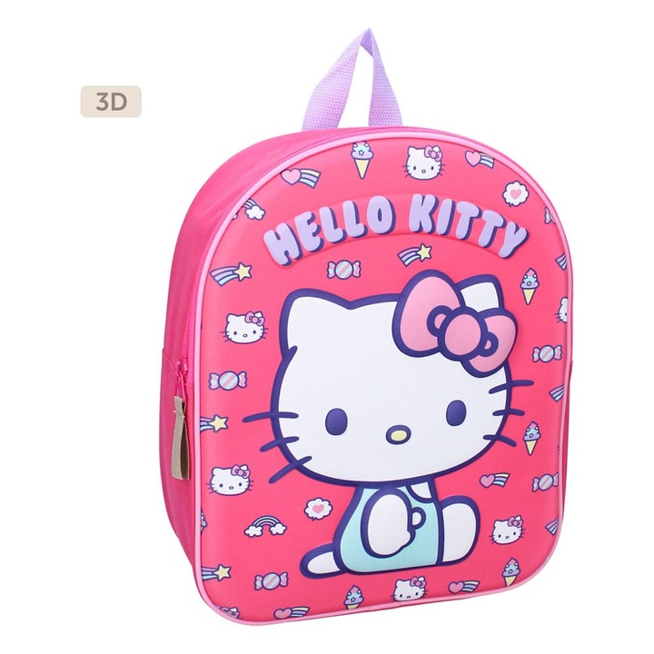 Hello Kitty 3D hátizsák - Licencelt, 32 cm, Poliészter