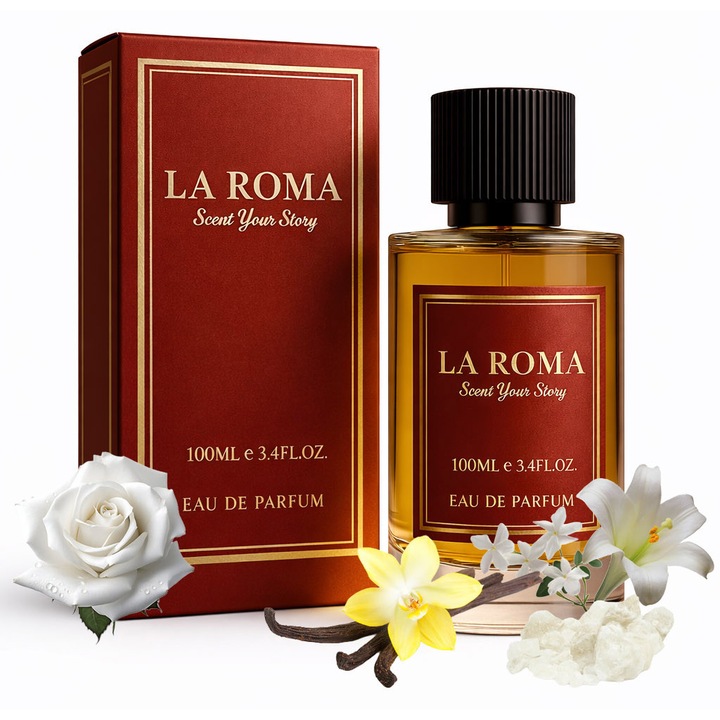 Apa de Parfum pentru barbati La Roma M-13 Erosa, pentru barbatul pasional, increzator si magnetic, miros persistent si vibrant, menta, aromatic-fougere, tonka si vanilie, 100ml