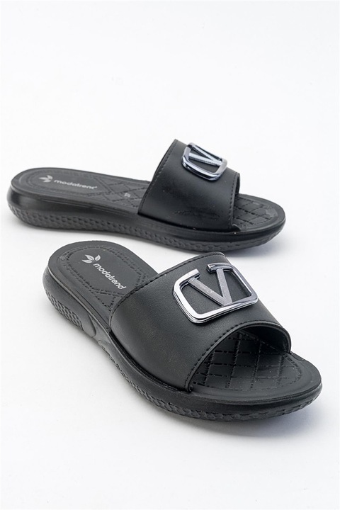 Papuci de damă, Piele ecologică, Moda Trend, 381670, Negru, 39