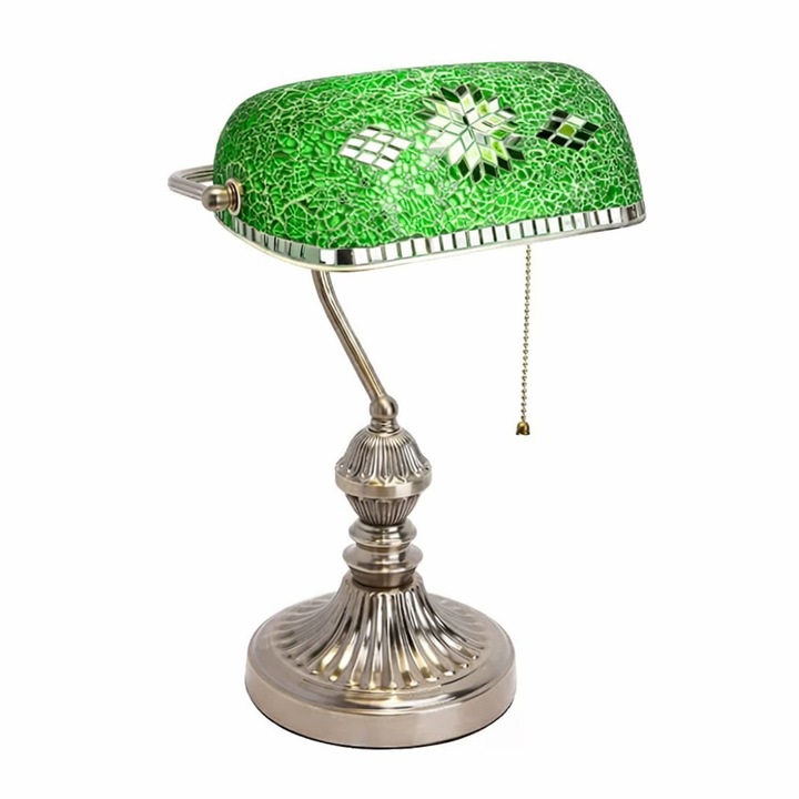 Veioza birou, Bla Bla Foam, mozaic verde, style oriental, inaltime 37cm ...