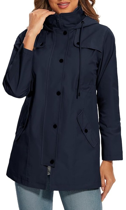 Jacheta Impermeabila si Rezistenta la Vant PASUDA pentru Femei – Cu Gluga Reglabila, Material 100% Poliester, Ideala Pentru Toate Sezoanele, Bleumarin