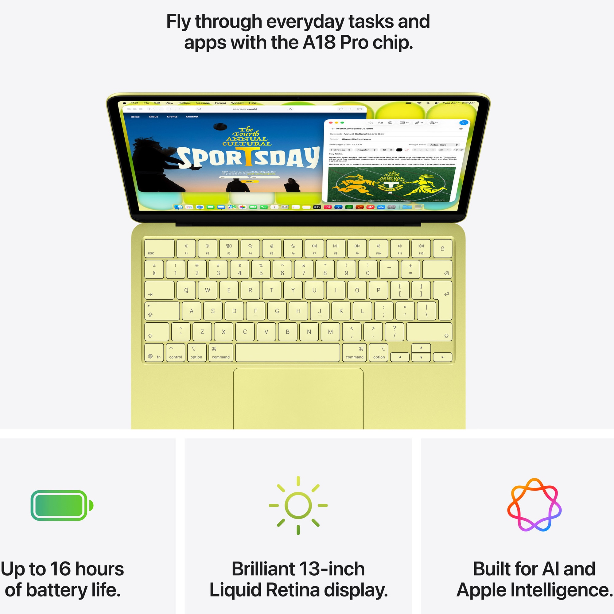 Apple MacBook Neo 13" Retina cu procesor Apple A18 Pro 6 nuclee CPU, 5 nuclee GPU, 16 nuclee NeuralEngine, 8GB RAM, 256GB SSD, Silver, Tastatura Internationala, Manual RO