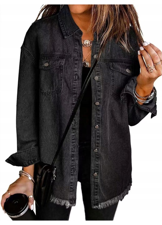 Jachetă denim damă, Pan i Pani Gadżet, neagră, mărimea M, oversize