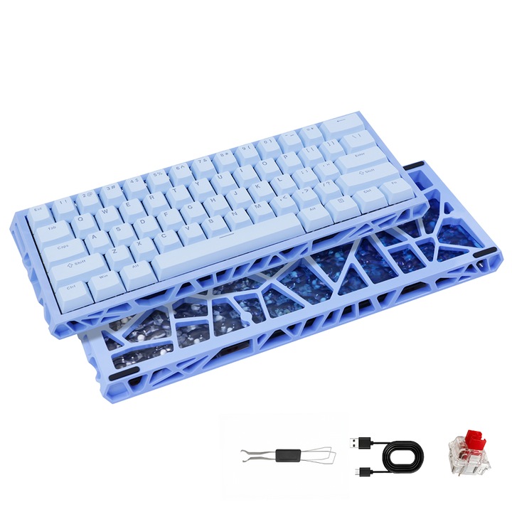 Клавиатура Gaming K KAVLORN Механична с кабел, 61 клавиша | GASKET структура | Hot-Swappable суичове | RGB осветление | Компактна, ергономична | USB кабел | Съвместима с PC, лаптоп и eSports