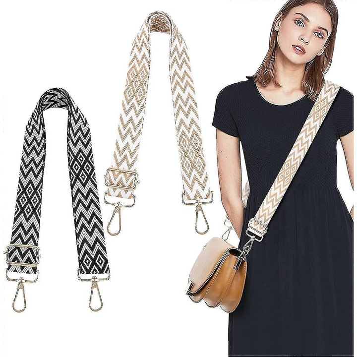 Set curele pentru geanta de dama AIYONG, 3, 8 cm, reglabil 70x130 cm, maro, piele ecologica