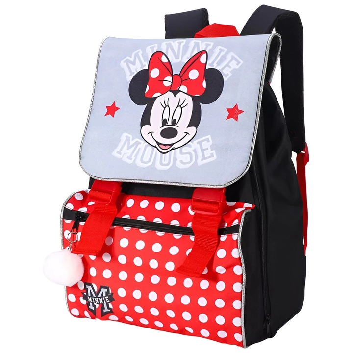 Anatómiai iskolatáska Disney Minnie egér, 42x32x22cm, kihúzható, párnázott háttal, könnyű