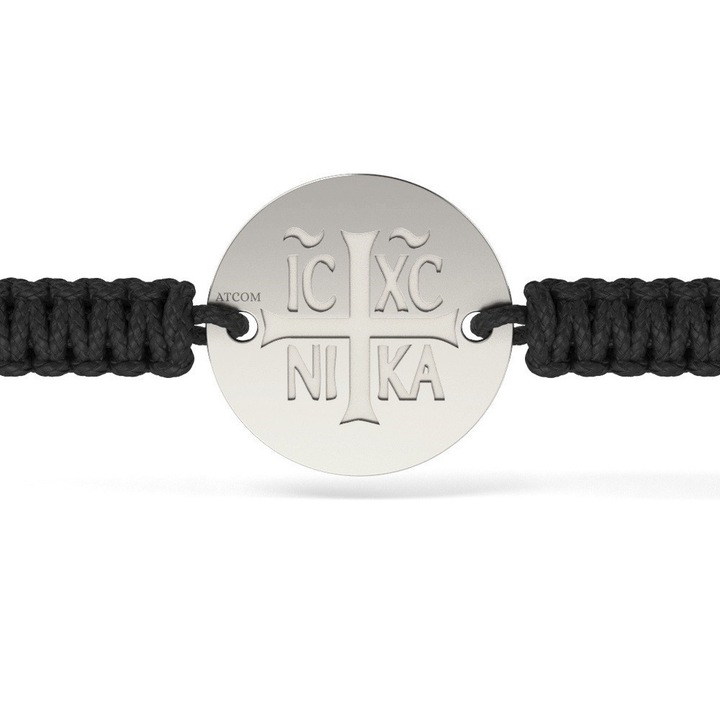 Ezüst karkötő fonott zsinórral, ortodox modell 15