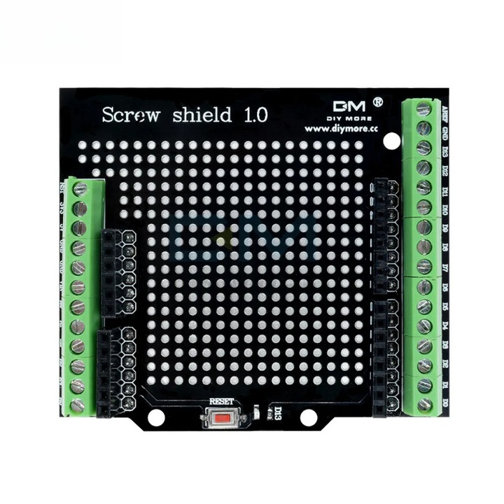 Shield Proto Screw pentru Arduino, Open Source, Buton de Resetare, LED D13, NOU, pentru Breadboard, Terminal 3.81, PCB cu doua fete, SMT, Lipire DIY