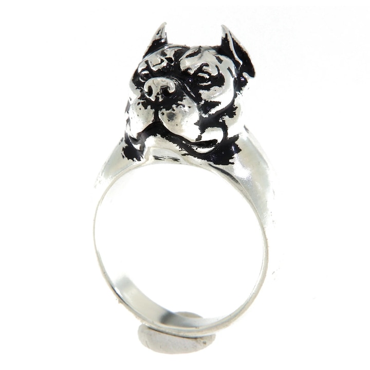Inel Argint 925 Masiv barbatesc cap pitbull - detalii sculpturale