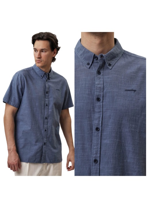 Мъжка риза, Mustang, Berkeley, Regular Fit, Класически дизайн, Къси ръкави, С яка, С копчета, Памук, M INTL, Синя