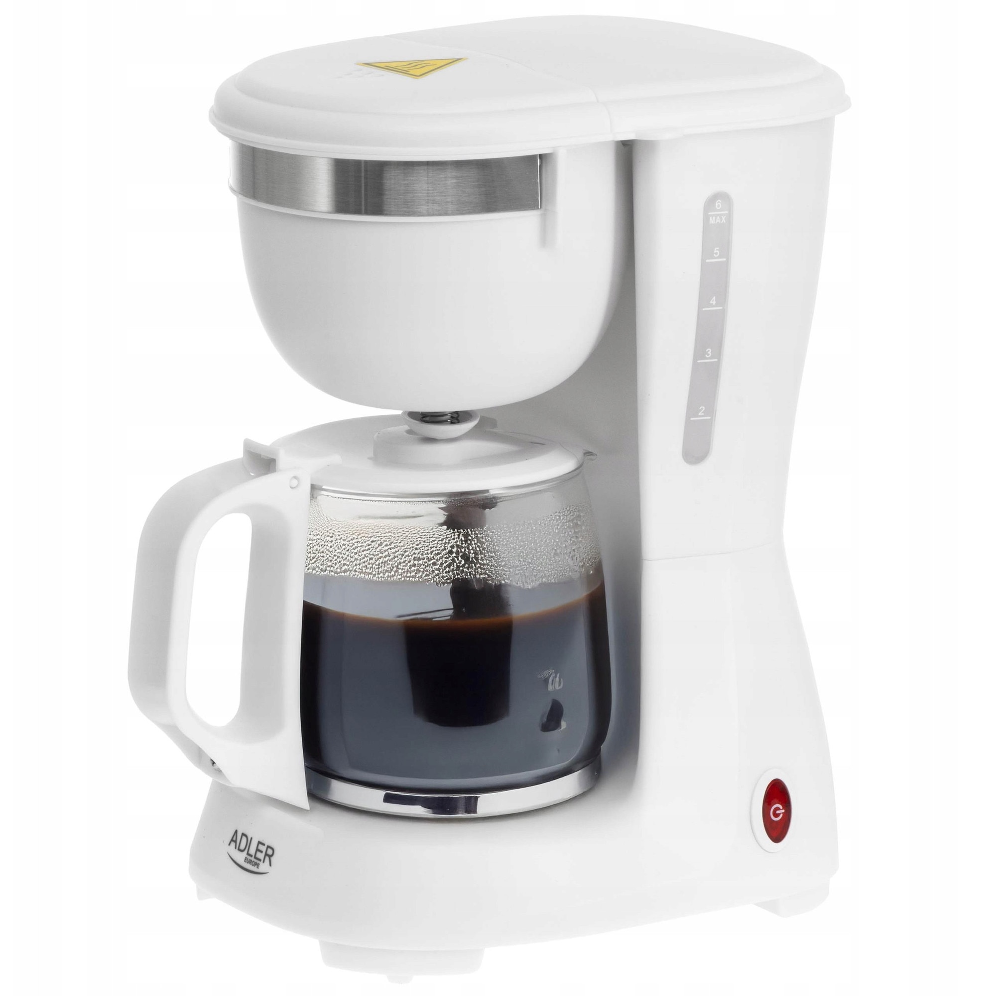 Ekspres de cafea Adler AD 4381W, 0,6L, alb, functie de mentinere a temperaturii, blocare picurare