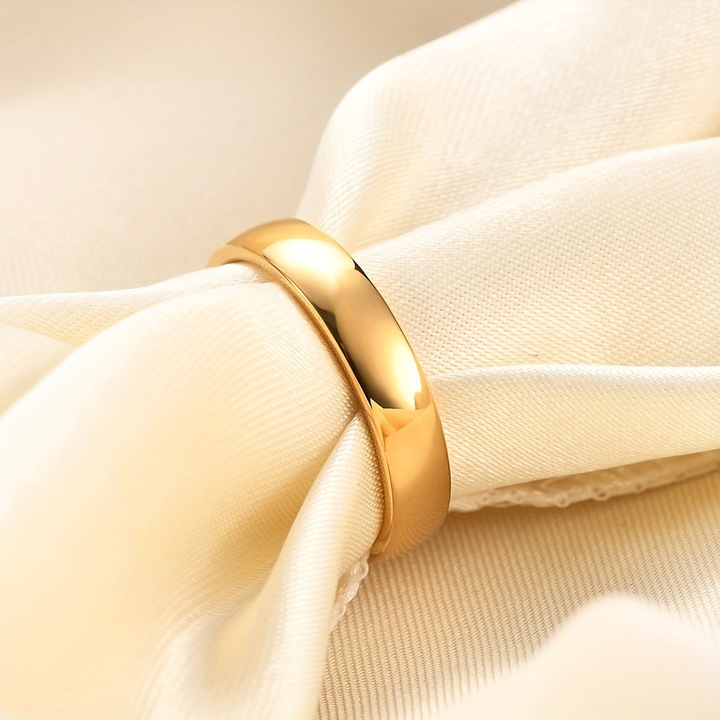 Inel, Design Simplu, Inox, Placat cu Aur Galben de 24k, 22.2 x 6 mm