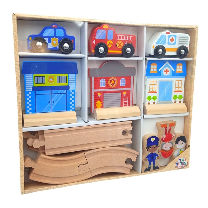 Set de constructie din lemn pentru copii, Masters, 22 piese, 30x26cm, ecologic