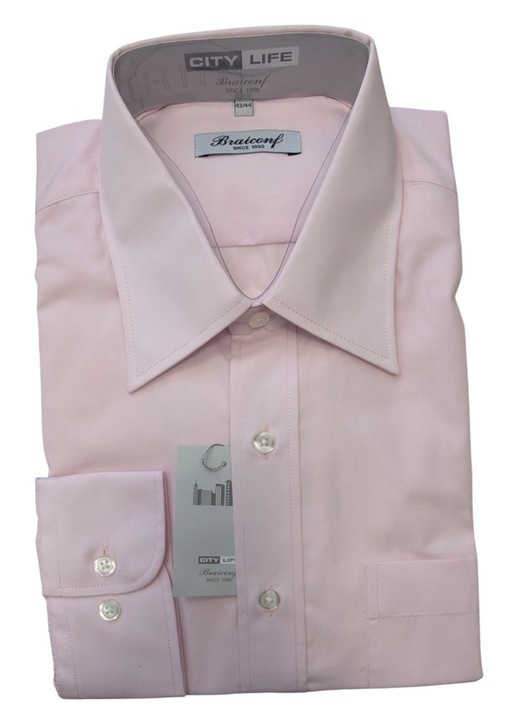 Camasa barbati, roz pal maneca lunga, bumbac-poliester, marimea XL (43-44)