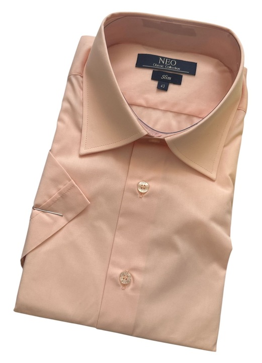 Camasa barbati, piersica, maneca scurta, slim, bumbac-poliester, marimea XL (43)