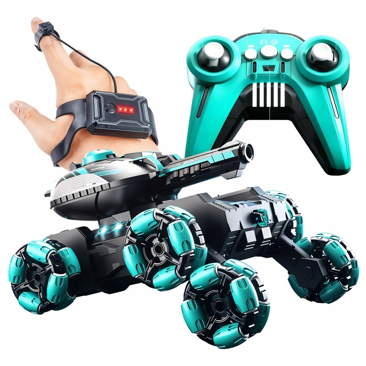 Távirányítós és gesztusvezérlésű 6x6-os tank, 2 akkumulátor, 1000 gélgolyó, Allnoel