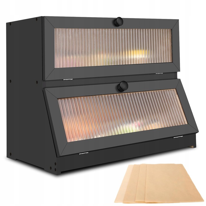 Élelmiszeres doboz, bambusz, két szintes, kenyérhez és zsemléhez