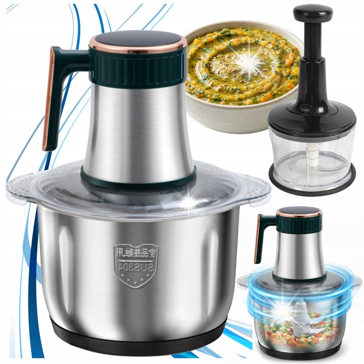 Beyers BH.2880 konyhai robotgép, 1000 W, 6 kés, 2 tál 3L (rozsdamentes acél + üveg)