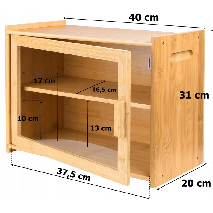 Bambusz ételtartó, Pierre modell, két szintes, natúr, 31x40x20cm