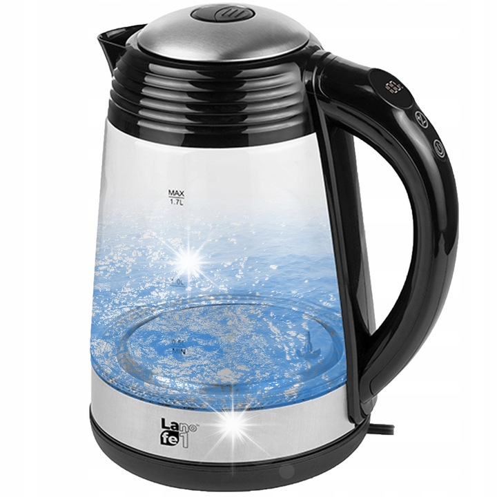 Fierbator cu reglare temperatura LAFE, 1,7L, 2200W, sticla, iluminare colorata