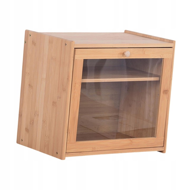 Élelmiszertároló, bambusz kenyértartó, loft design, 30x15x10cm