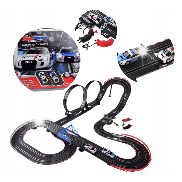 Audi elektromos versenypálya, 2 autó, 8m, elemek nélkül, joystick vezérlés