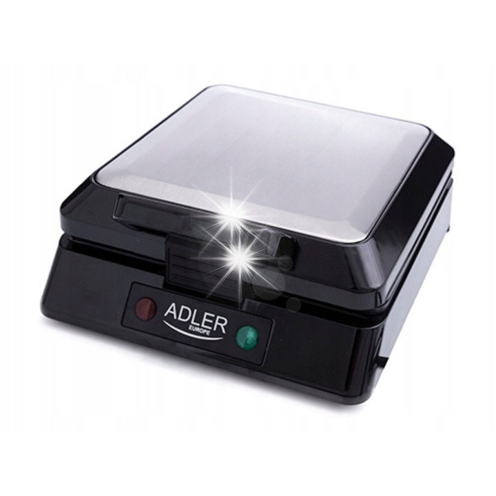 Adler AD 3036 gofrisütő, 1500W, inox/fekete, 4 gofrihoz