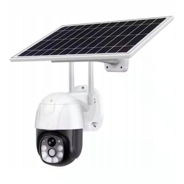 Соларна камера за наблюдение F117-6, бяла, 5MP, двупосочно аудио, детекция на движение, пълен комплект