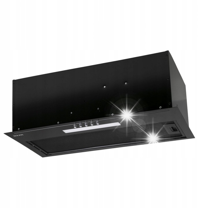 Вграден кухненски абсорбатор, 49.6x20.5x26.6см, черен, 3 скорости, 190-310 м3/ч