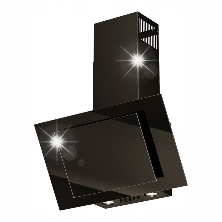 Аспиратор за кухня, вертикален, 60 см, черен, 3 скорости, LED осветление, размери 29,7x59,6x451-711 см
