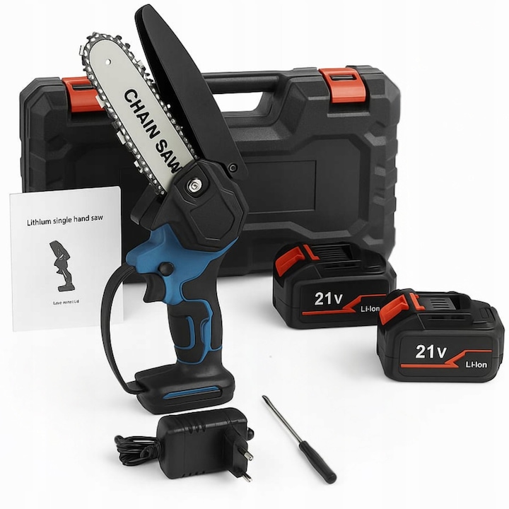 Láncfűrészek, 2 db 21V akkumulátor, kompakt, ergonomikus, többszínű