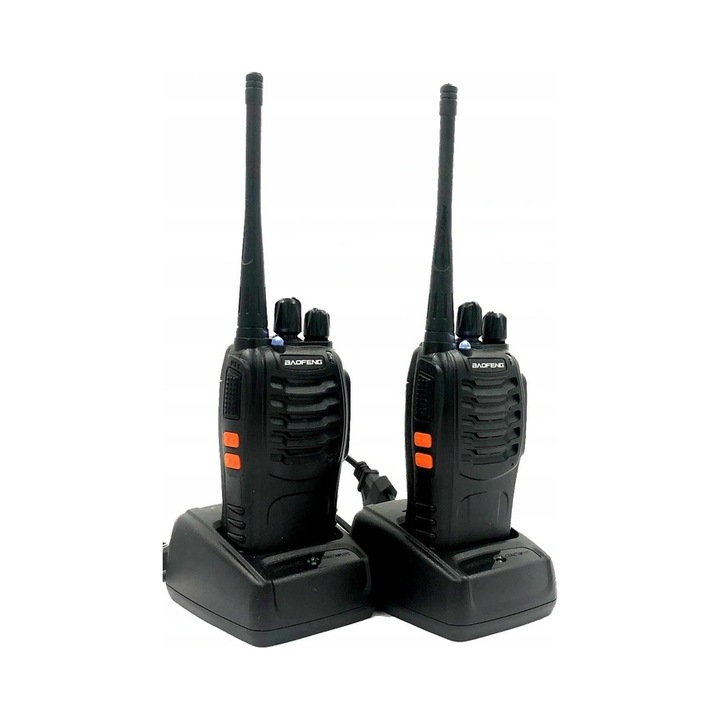 2x Walkie Talkie Baofeng BF-888S, 16 csatorna, hosszú üzemidő, 8 km, 1500mAh, méretek 115x60x33mm