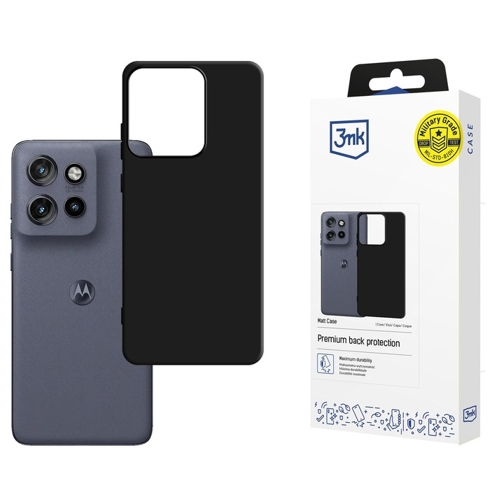 Калъф 3mk Matt Case, съвместим с Motorola Edge 60 Neo 5G, черен