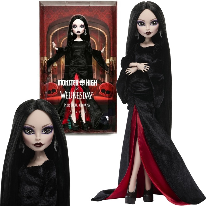 Papusa de colectie Monster High Morticia Addams x Wednesday