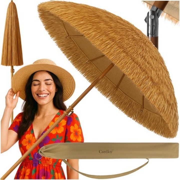 Parasol ogrodowy GARDLOV, 170 cm, bej, inaltime reglabila 105-185 cm, cu husa inclusa, montaj usor