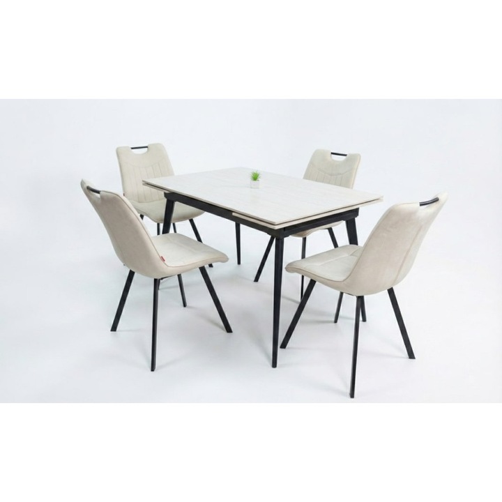 Set Masa Living Extensibila DTM0101 CS Bej cu 4 Scaune KJC0358 Bej