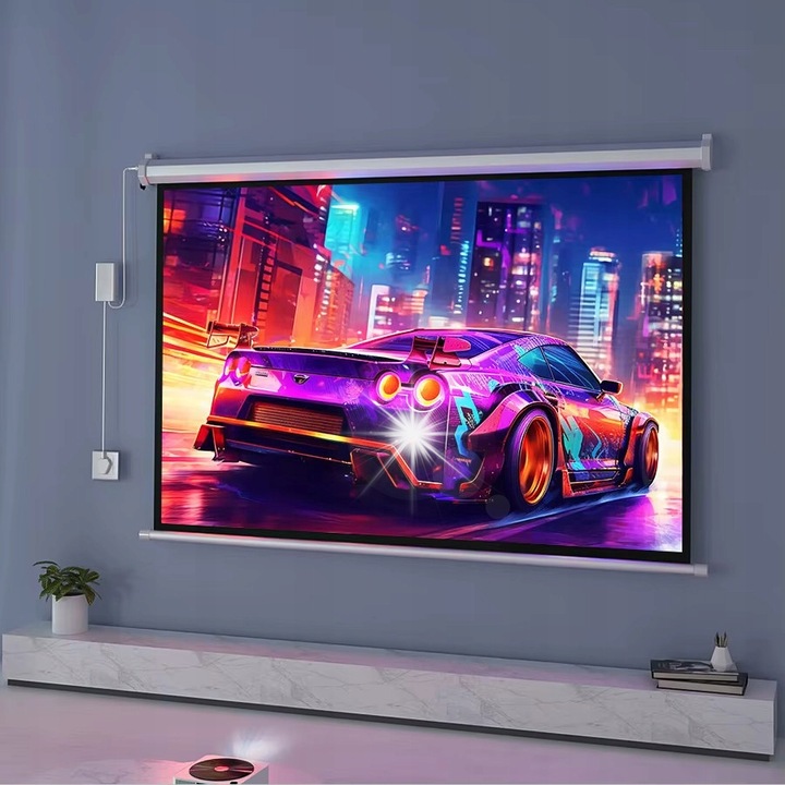 Automata vetítővászon 100", elektromos, távirányítóval, falra vagy mennyezetre szerelhető, teljes készlet