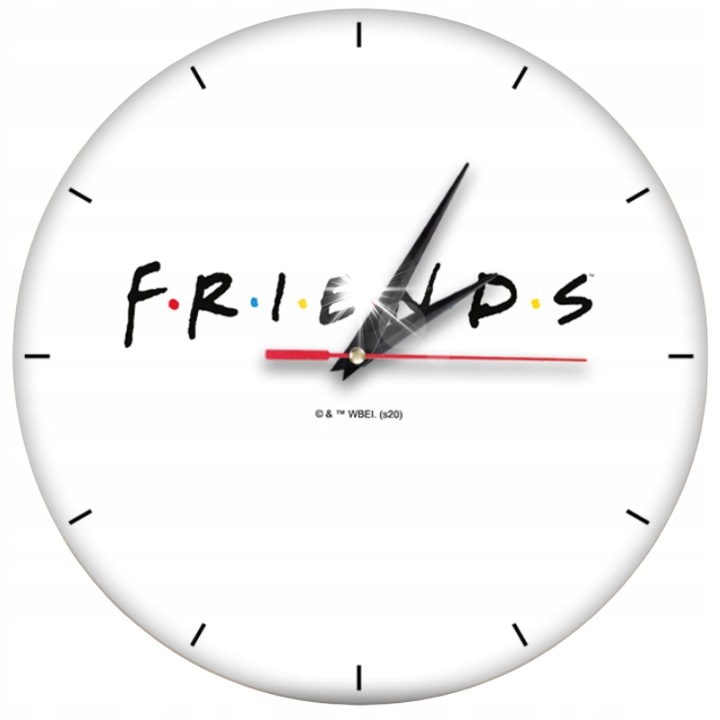 Friends matt fehér dekoratív falióra, egyedi design, csendes mechanizmus