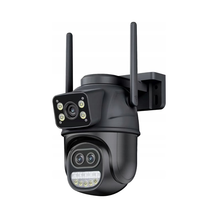 Външна въртяща се IP камера 8MP, 5x увеличение, черно-бяла, комплект с карта памет 64GB