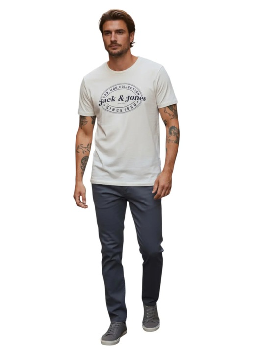 Jack & Jones Férfi Logós Vintage Póló – Klasszikus Fehér, L-es méret