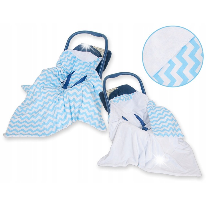 Бебешко одеяло Bobono, модел Chevron, 100x100см, двуцветно, от памук и minky