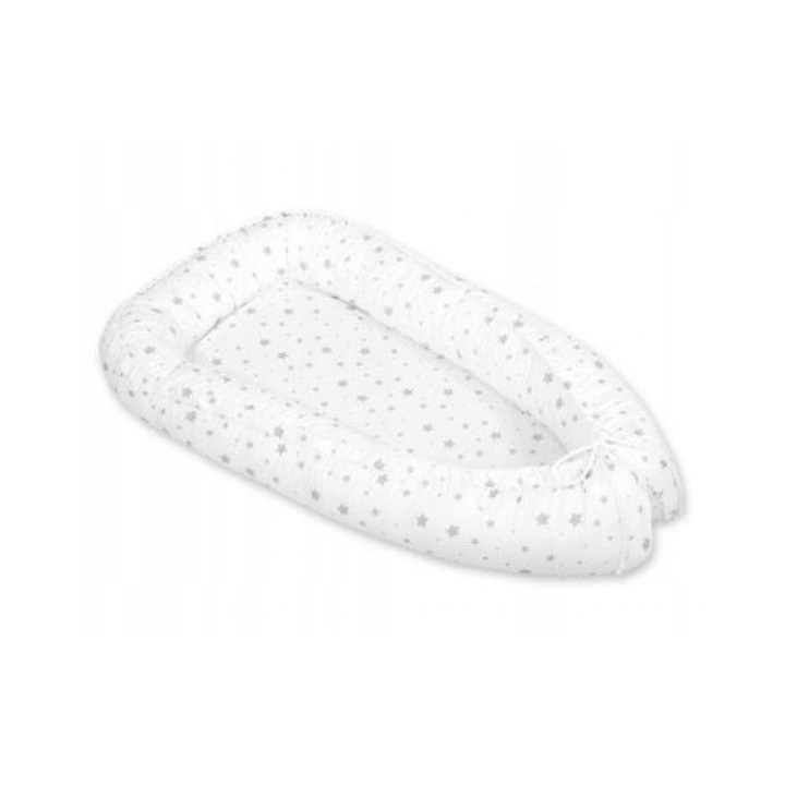 Бебешки пашкул, Bobono, мини сиви звездички на бял фон, 91x52см, 100% памук